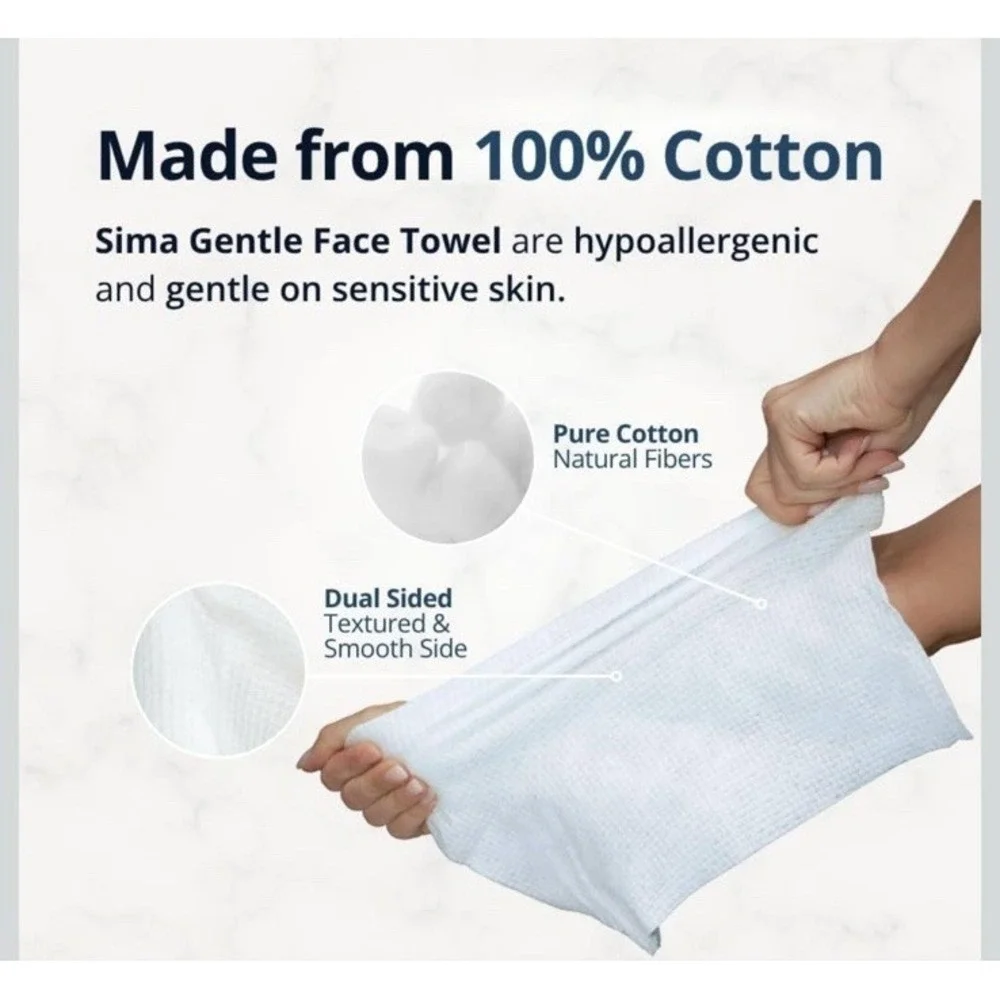 Sima Disposable Face Towels for Drying 100% Cotton Face Wipes 1 Box Of 50